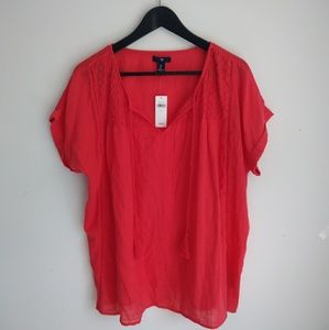 Gap Red Cotton Blouse NWT